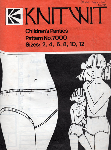 Knitwit 7000 Toddlers & Girls Panties Underwear 1970s Vintage Sewing P