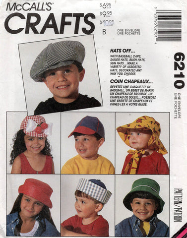 McCall's 6210 Baby Toddlers Kids Hats 1990s Vintage Sewing Pattern ONE SIZE UNCUT Factory Folded