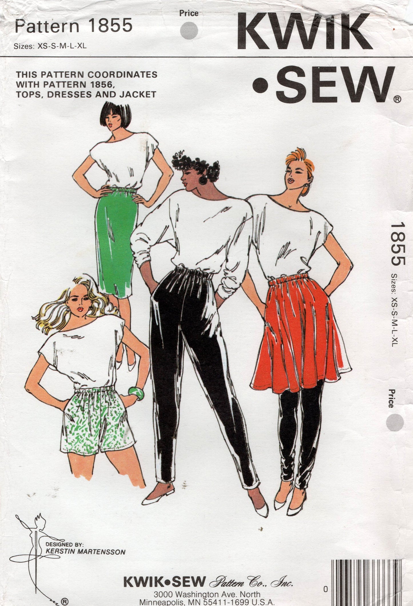 Kwik Sew 1855 Womens Stretch Skirts Shorts Pants & Leggings 1980s Vintage Sewing Pattern Size XS - L UNCUT Factory Folded
