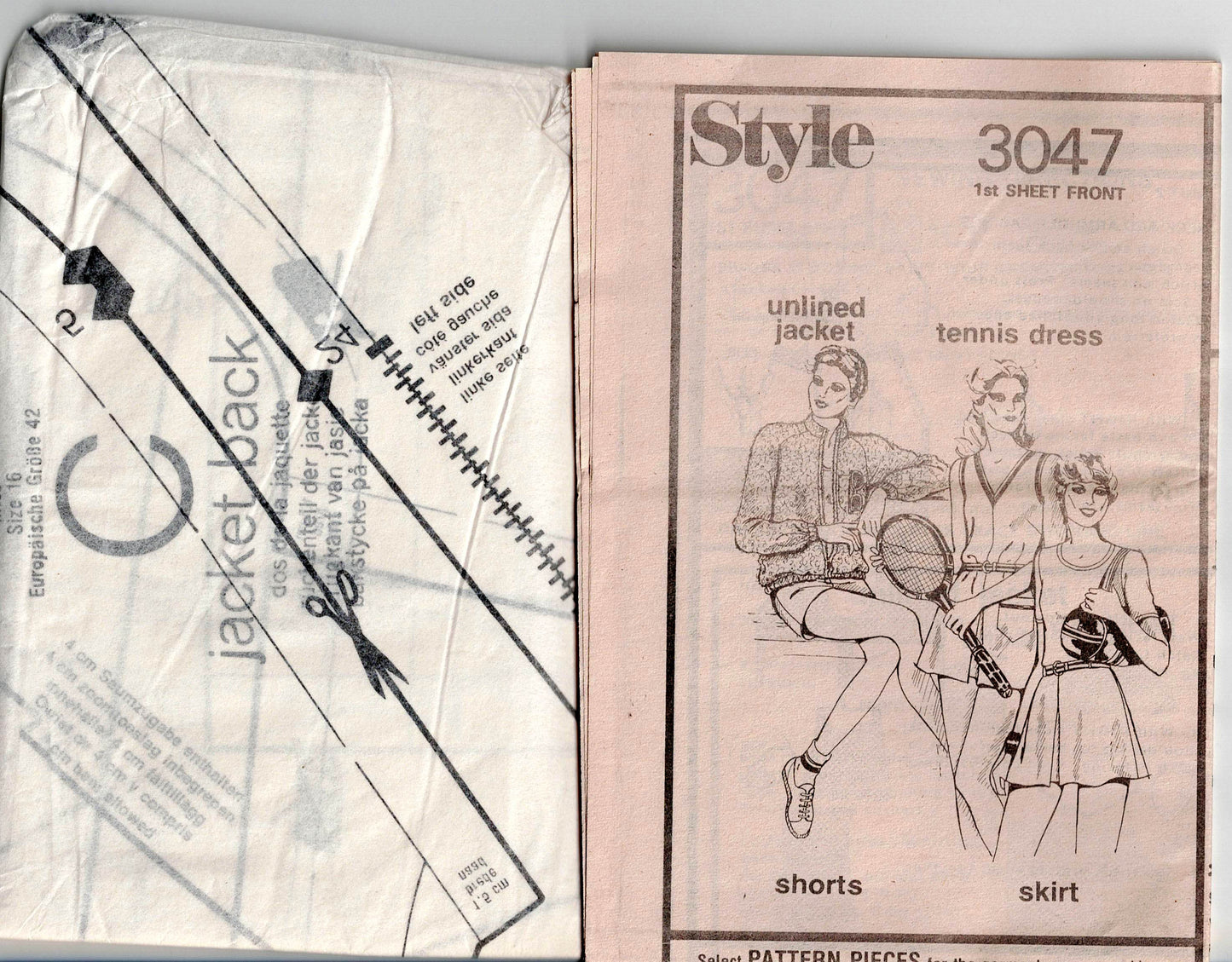 Style 3047 Womens Retro Tennis Outfit 1980s Vintage Sewing Pattern Size 16 Bust 38 inches