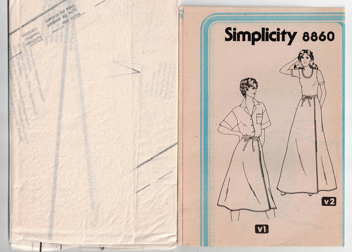 Simplicity 8860 Womens Jiffy Wrap Skirt & Maxi 1970s Vintage Sewing Pattern SMALL 10 - 12 UNCUT Factory Folded