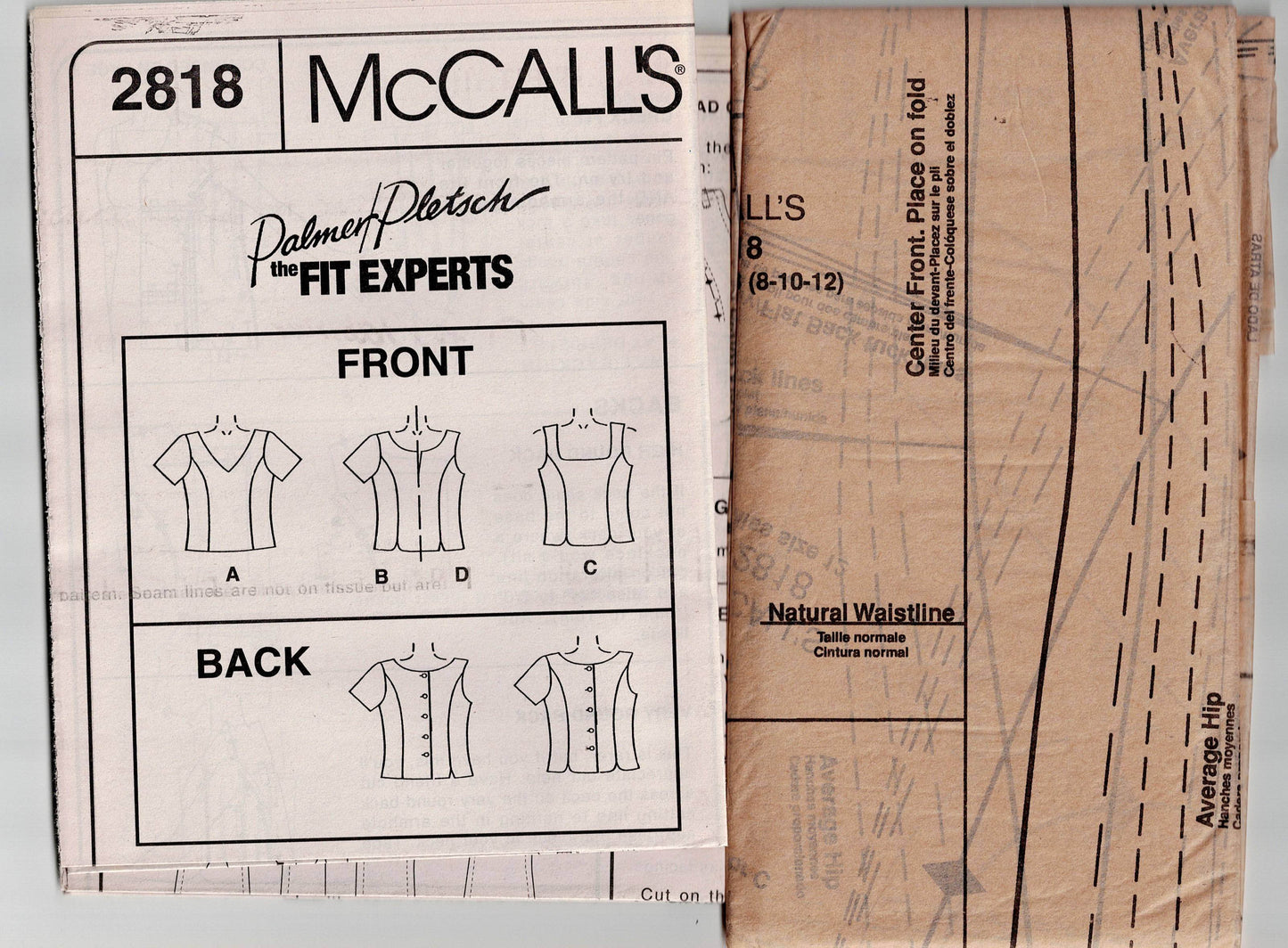 McCall's 2818 Palmer Pletsch Womens Classic Princess Tops Out Of Print Sewing Pattern Size 8-12 UNCUT Factory Folded