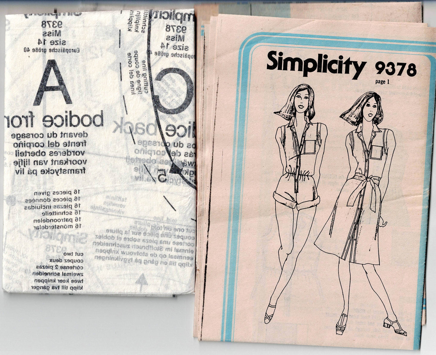 Simplicity 9378 Womens Short Jumpsuit/ Playsuit & Button Front Skirt 1980s Vintage Sewing Pattern Size 14 Bust 36 inches