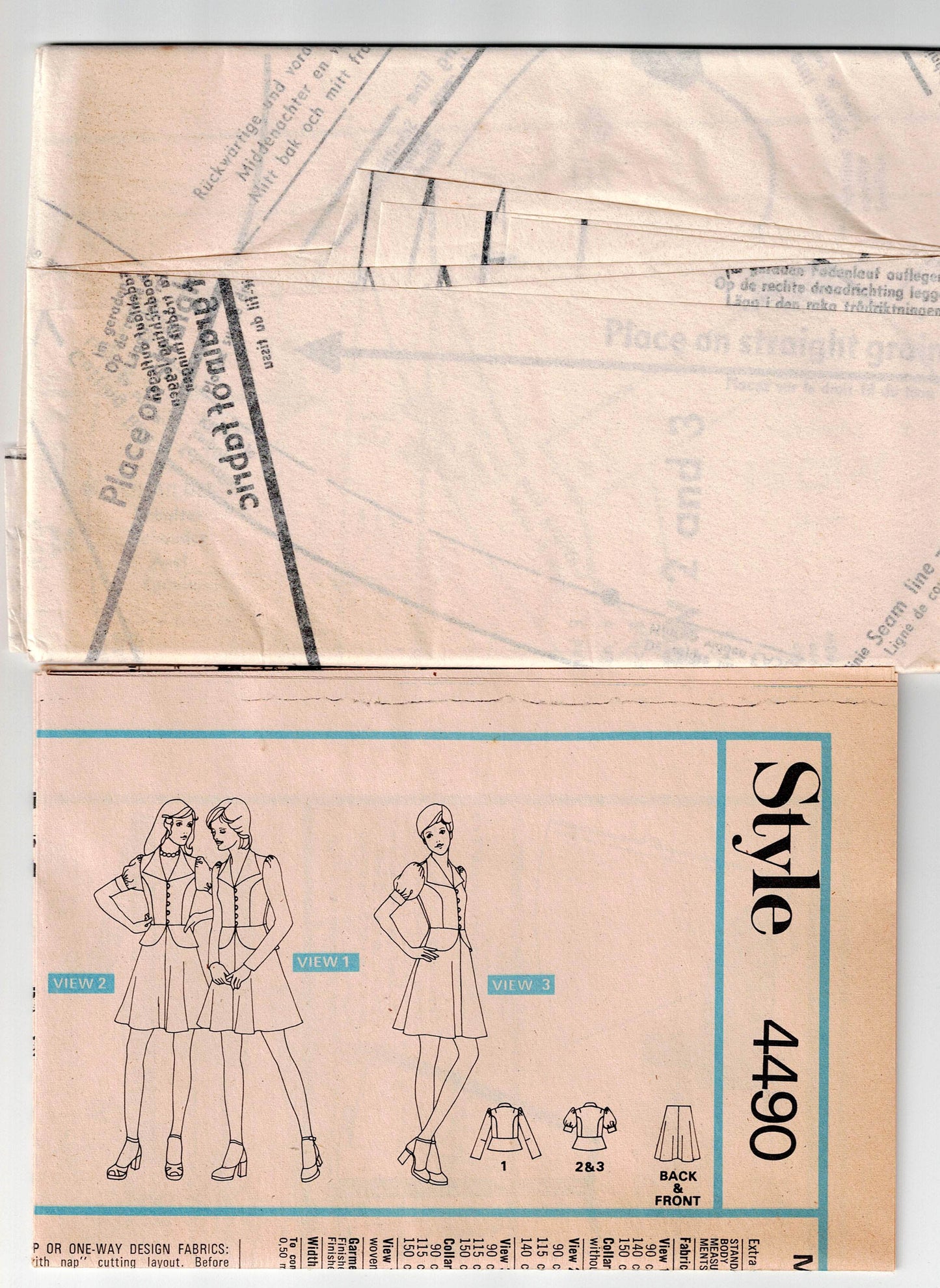 Style 4490 Junior Petite Peplum Jacket & Skirt 1970s Vintage Sewing Pattern Size 13JP Bust 35 inches UNCUT Factory Folded