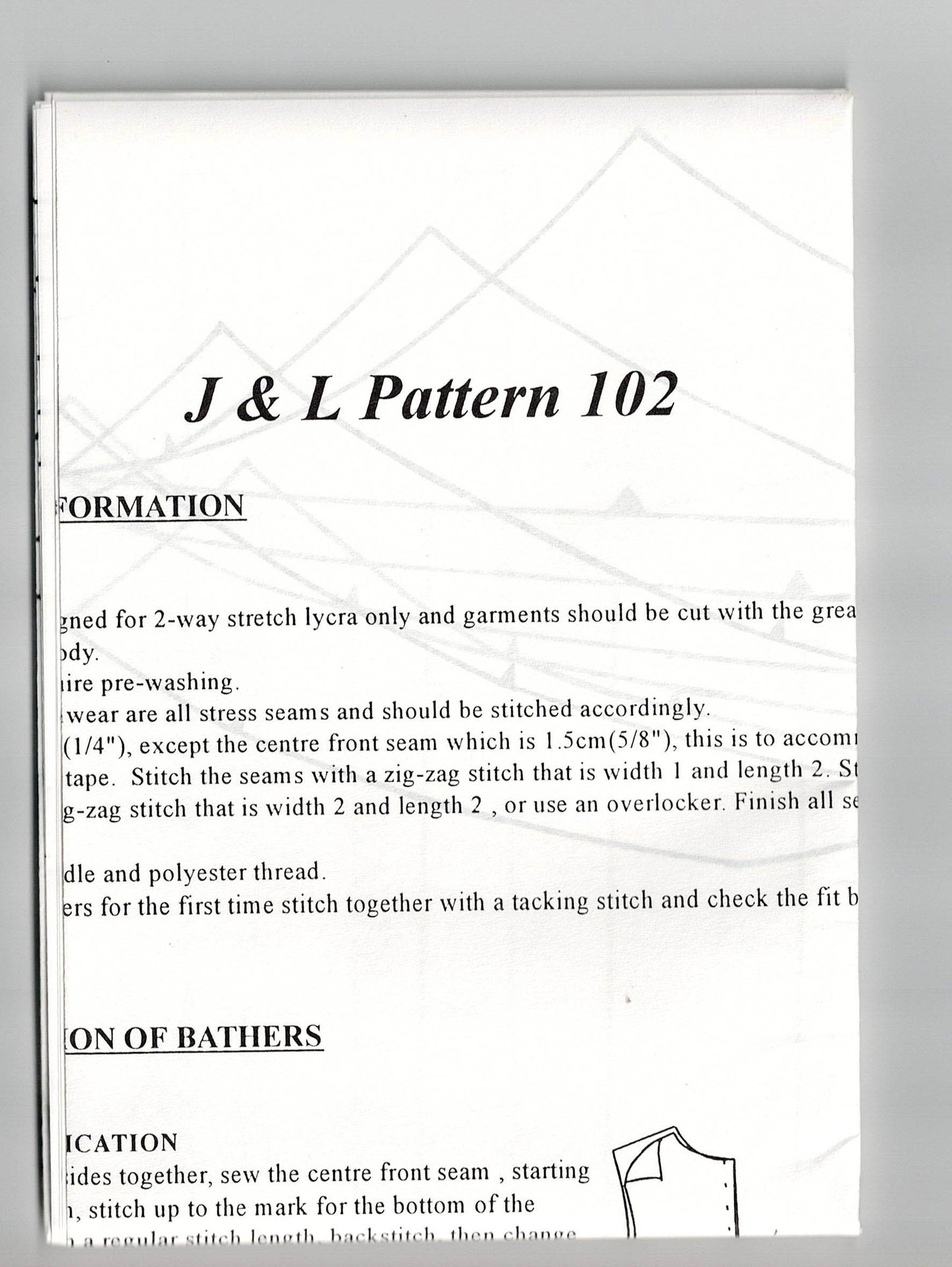 J & L 102 Boys and Girls Wetsuit Style Bathers Swimsuit Rash Suit 1990s Vintage Sewing Pattern Sizes 4 - 12 UNCUT Master Pattern