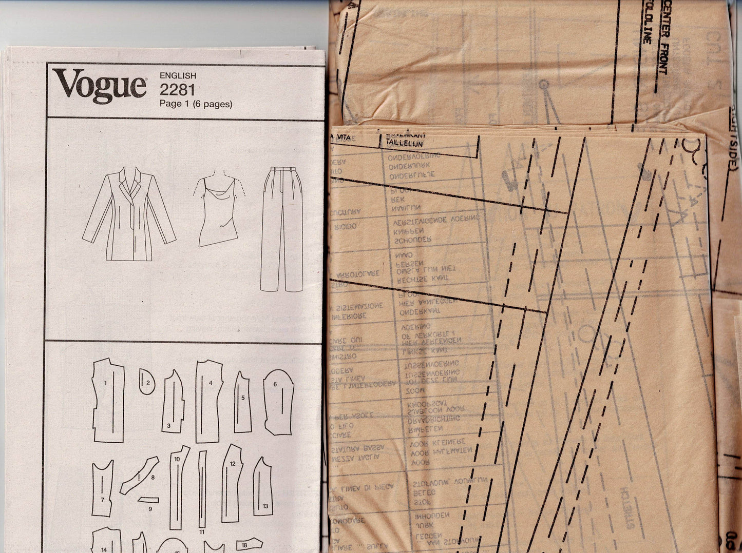 Vogue American Designer 2281 ANNE KLEIN Womens Jacket Top & Pants 1990s Vintage Sewing Pattern Size 14W - 18W UNCUT Factory Folded