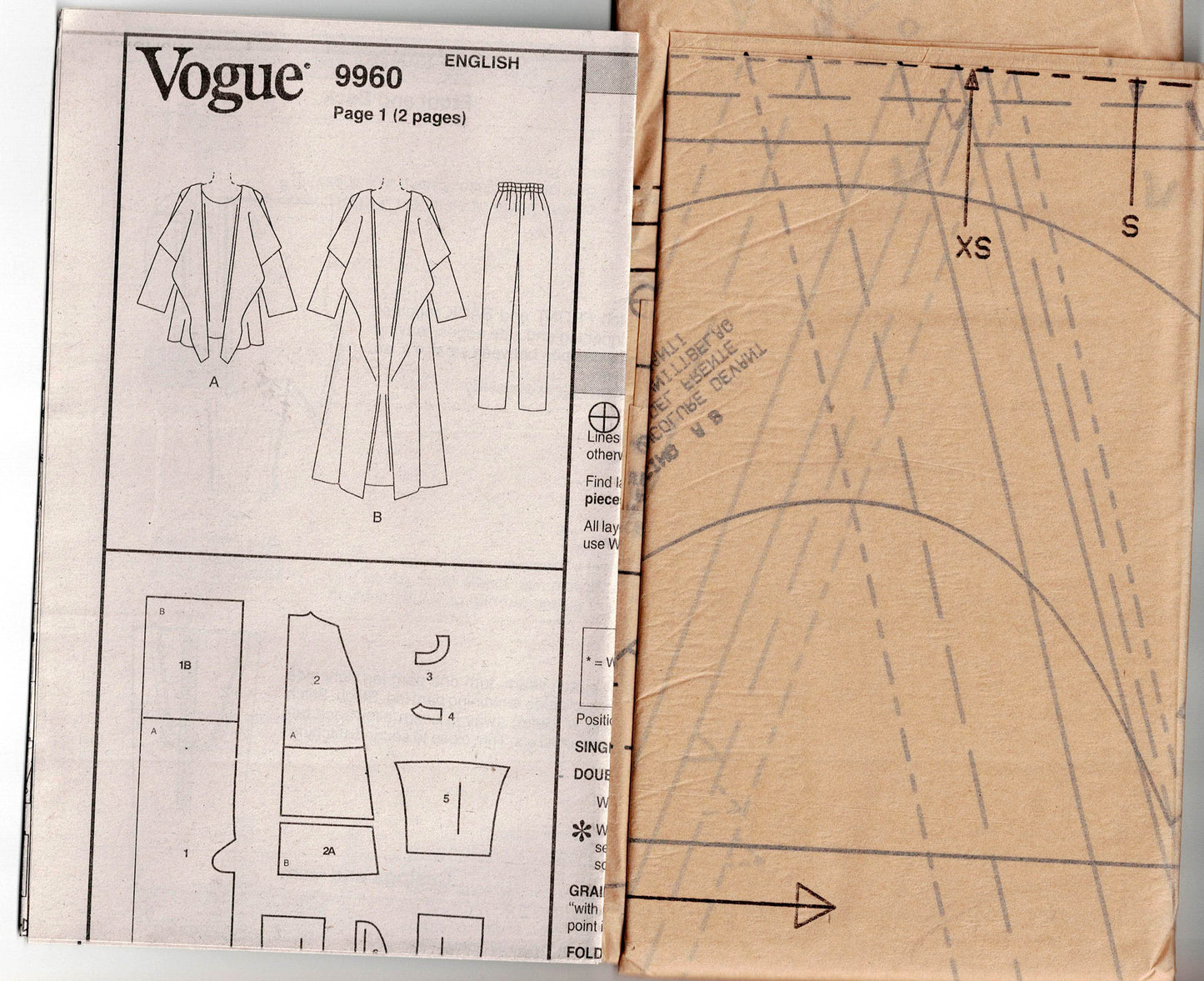 Vogue American Designer 9960 KAREN NYE Womens Draped Caftan & Pants 1990s Vintage Sewing Pattern Sizes XS - M UNCUT Factory Folded