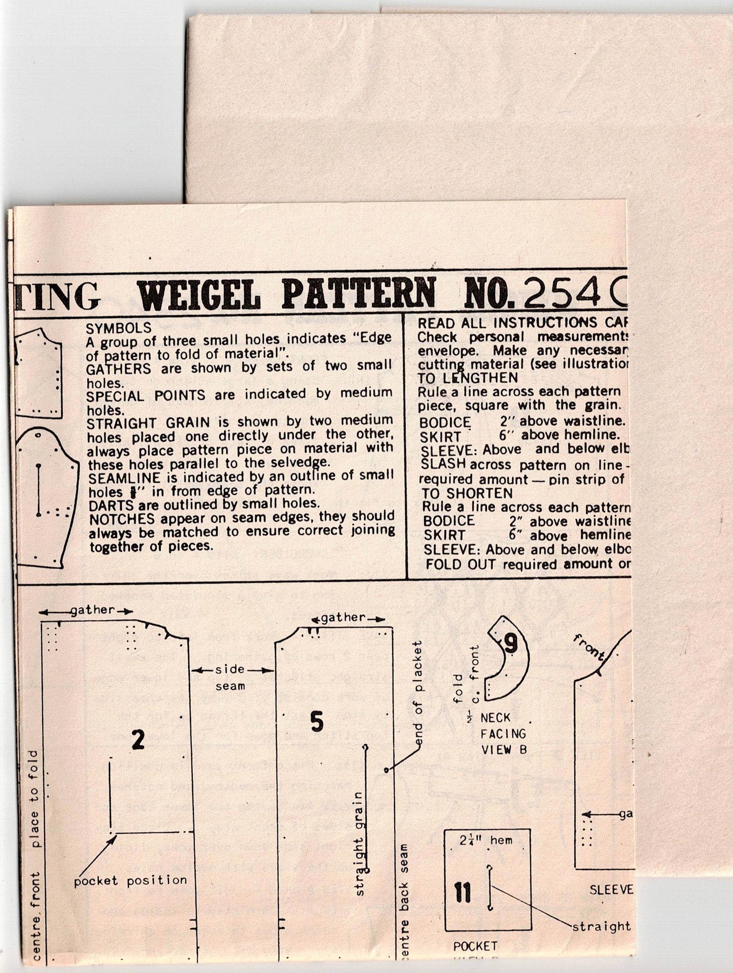 Patrón de costura vintage de los años 60, 2540, raro, para vestido de mujer con canesú ajustado y fruncido simulado, de Weigel, busto de 33 pulgadas, doblado de fábrica SIN USAR