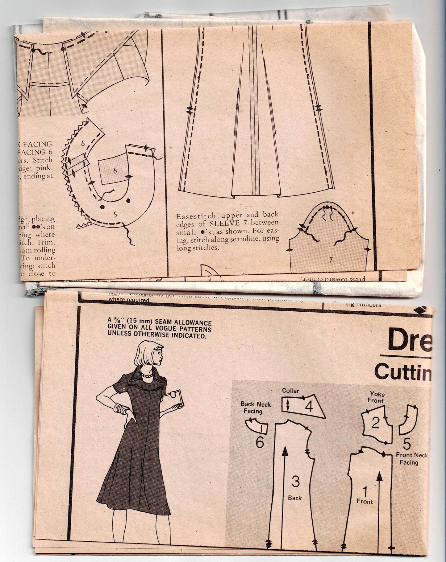 Vogue 9059 Womens Wide Collar Yoked Tent Dress 1970s Vintage Sewing Pattern Size 10 Bust 32.5 inches