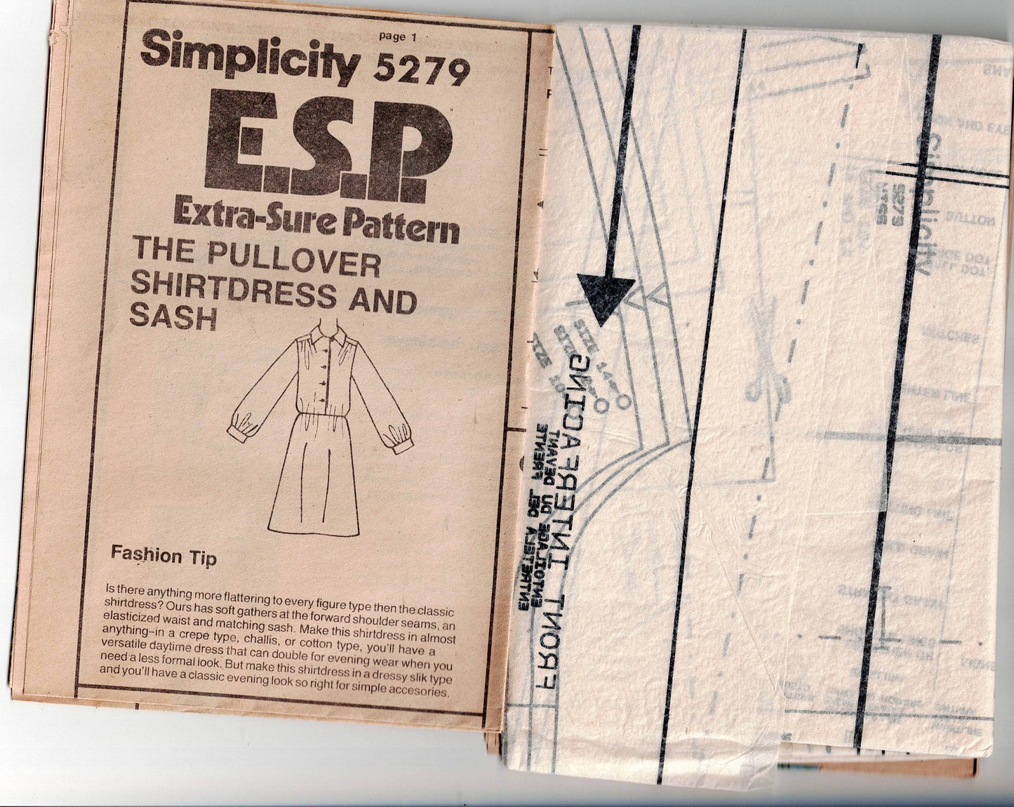 Simplicity 5279 Womens EASY Shirtdress with Pockets 1980s Vintage Sewing Pattern Size 10 - 14 UNCUT Factory Folded