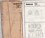 Butterick 3580 Womens Shaped Jacket with Stand Up Collar Tiered Skirt & Pants Out Of Print Sewing Pattern Size 6 - 10 UNCUT Factory Folded