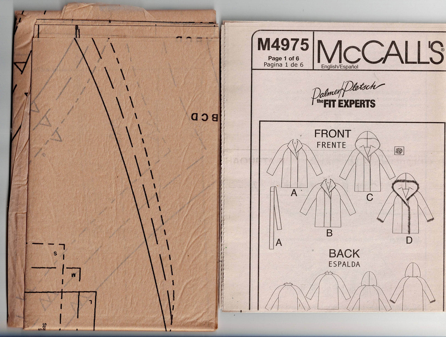 McCall's 4975 PALMER/PLETSCH Womens Classic Fit Fur & Fleece Jackets Out Of Print Sewing Pattern Size S - L UNCUT Factory Folded