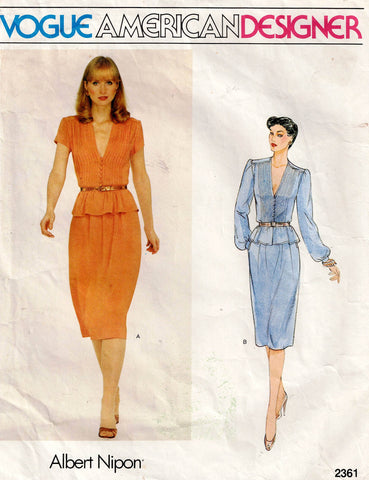 Vogue American Designer 2361 ALBERT NIPON Pin Tucked Blouse & Skirt 1980s Vintage Sewing Pattern Size 12 Bust 34 inches