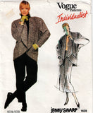 Vogue Individualist 1639 JENNY SHARP Womens Draped Wide Collar Jacket Pants & Skirt 1980s Vintage Sewing Pattern Size 8 10 or 14