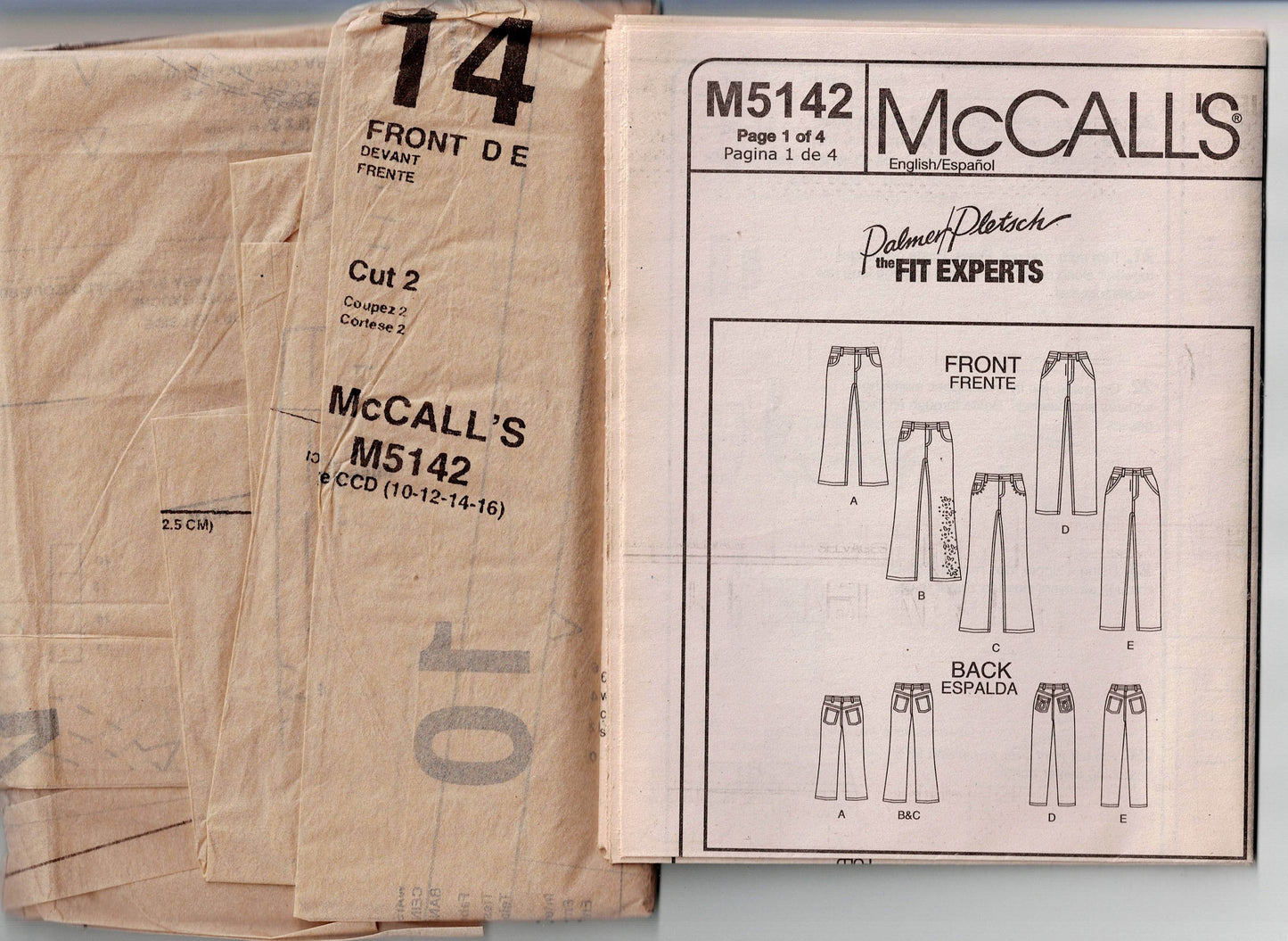 McCall's 5142 PALMER PLETSCH Perfect Fit Jeans Out Of Print Sewing Pattern Sizes 10 - 16 UNCUT Factory Folded