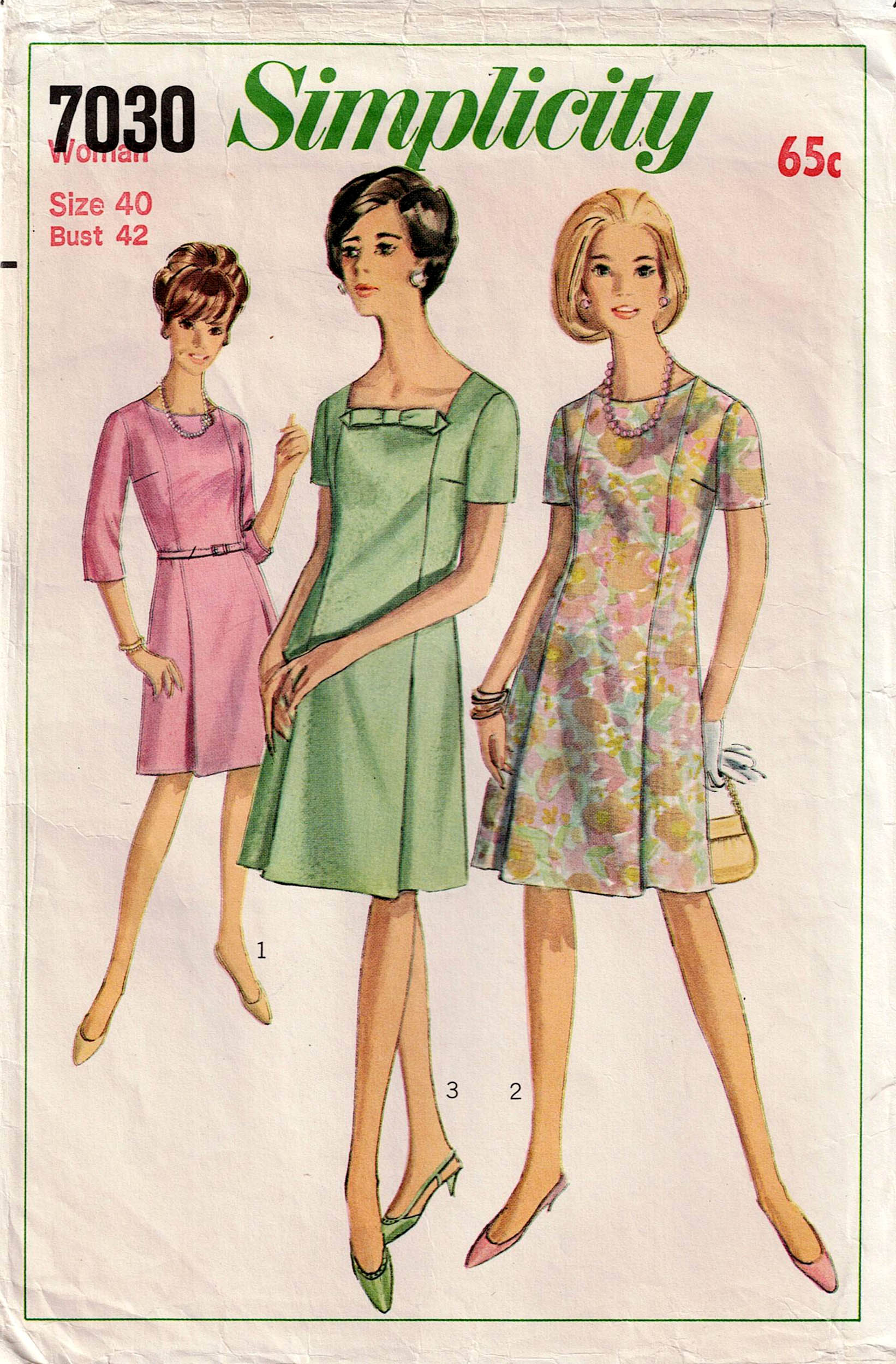 Simplicity 7030 Womens A Line Dress with Skirt Pleats & Two Necklines All The Precious Things Simplicity 7030 Womens A Line Dress with Skirt Pleats & Two Necklines All The Precious Things