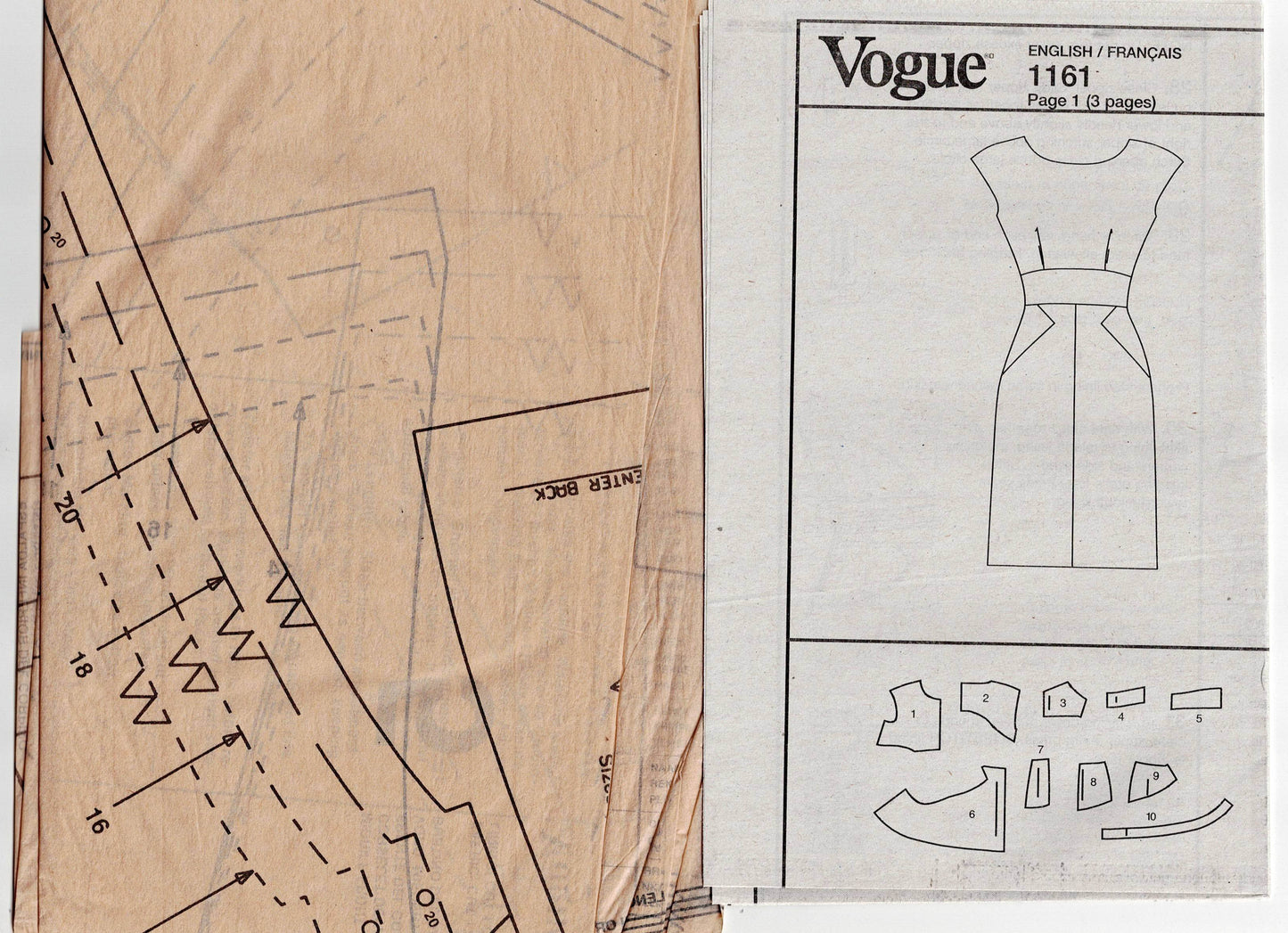Patrón de costura de vestido de noche con escote en la cintura y forro para mujer, de la diseñadora estadounidense Vogue 1161 RACHEL COMEY, sin estampado, talla 14-20, doblado de fábrica