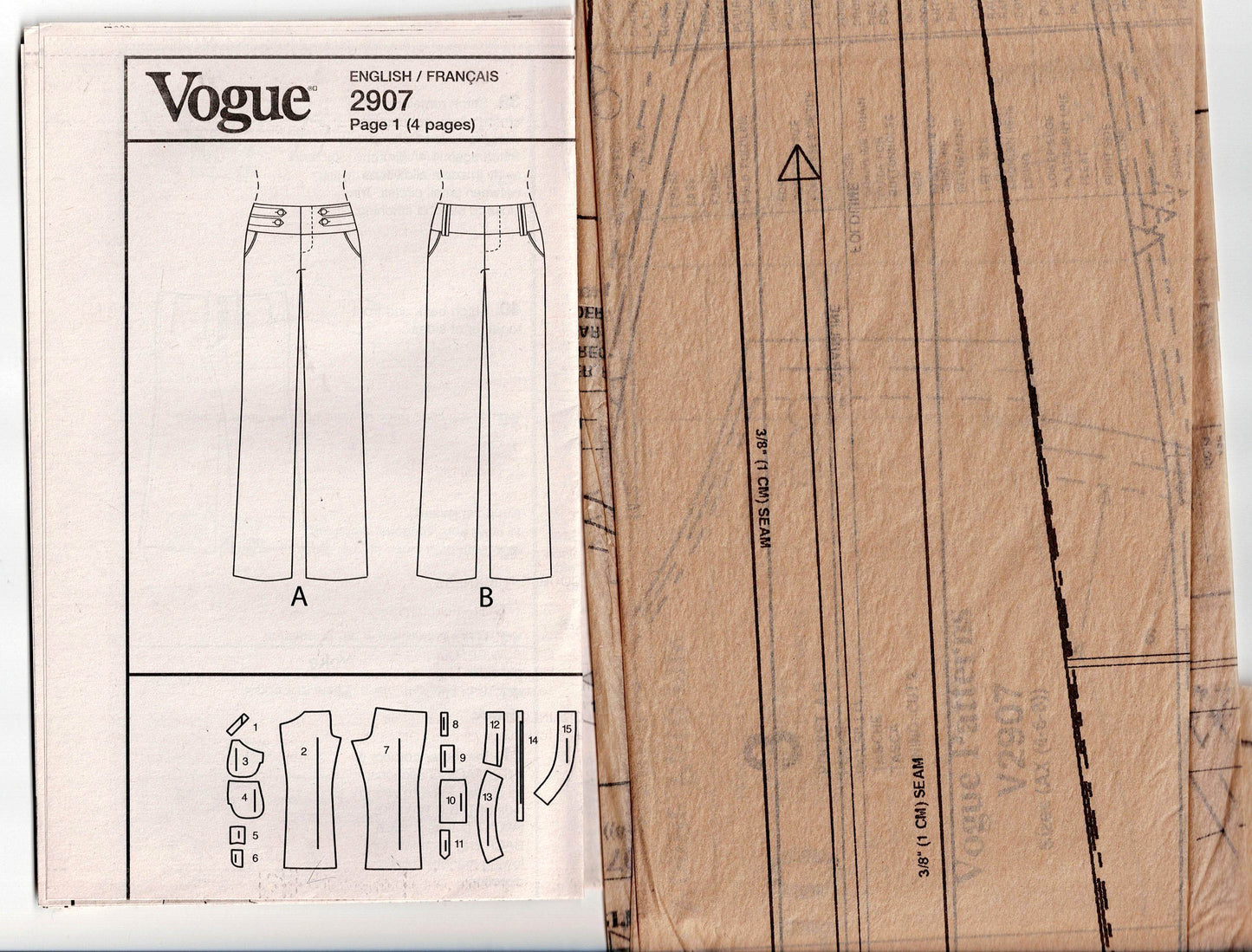 Vogue American Designer V2907 ALICE + OLIVIA Womens Low Rise Hipster Flared Pants Out Of Print Sewing Pattern Size 4 - 8 or 10 - 14 UNCUT Factory Folded