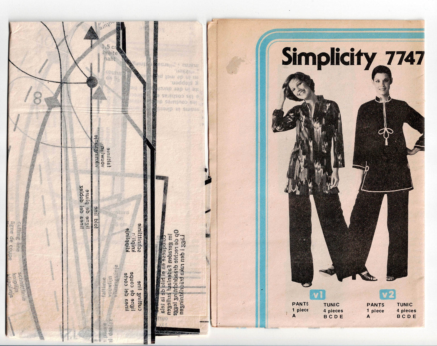 Simplicity 7747 Womens JIFFY Pullover Top & Pants 1970s Vintage Sewing Pattern Size 10 Bust 32.5 Inches