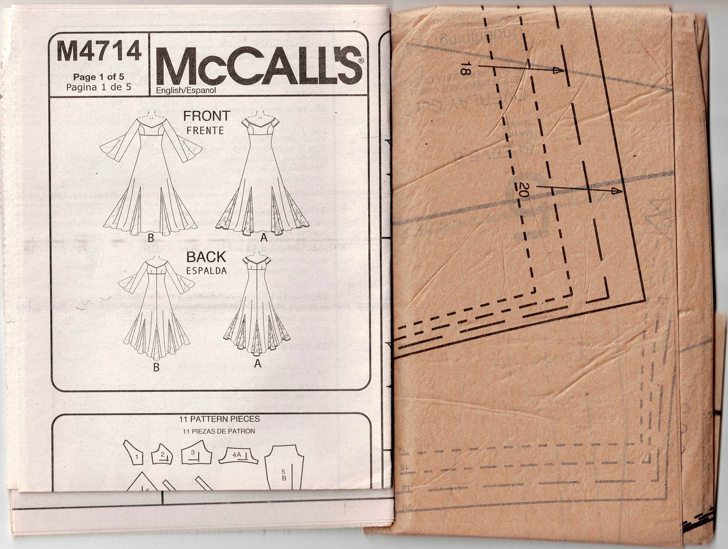 McCall's 4714 ALICYN Womens Off The Shoulder Wedding Bridal Gown with Skirt Godets Out Of Print Sewing Pattern Size 14 - 20 UNCUT Factory Folded