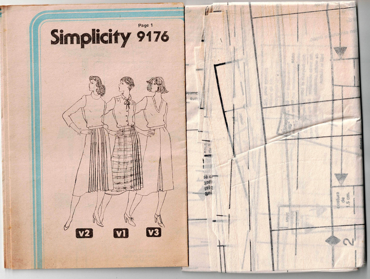 Patrón de costura vintage de los años 70 para faldas plisadas y cruzadas clásicas para mujer Simplicity 9176, talla 12 o 14, sin cortar, dobladas de fábrica
