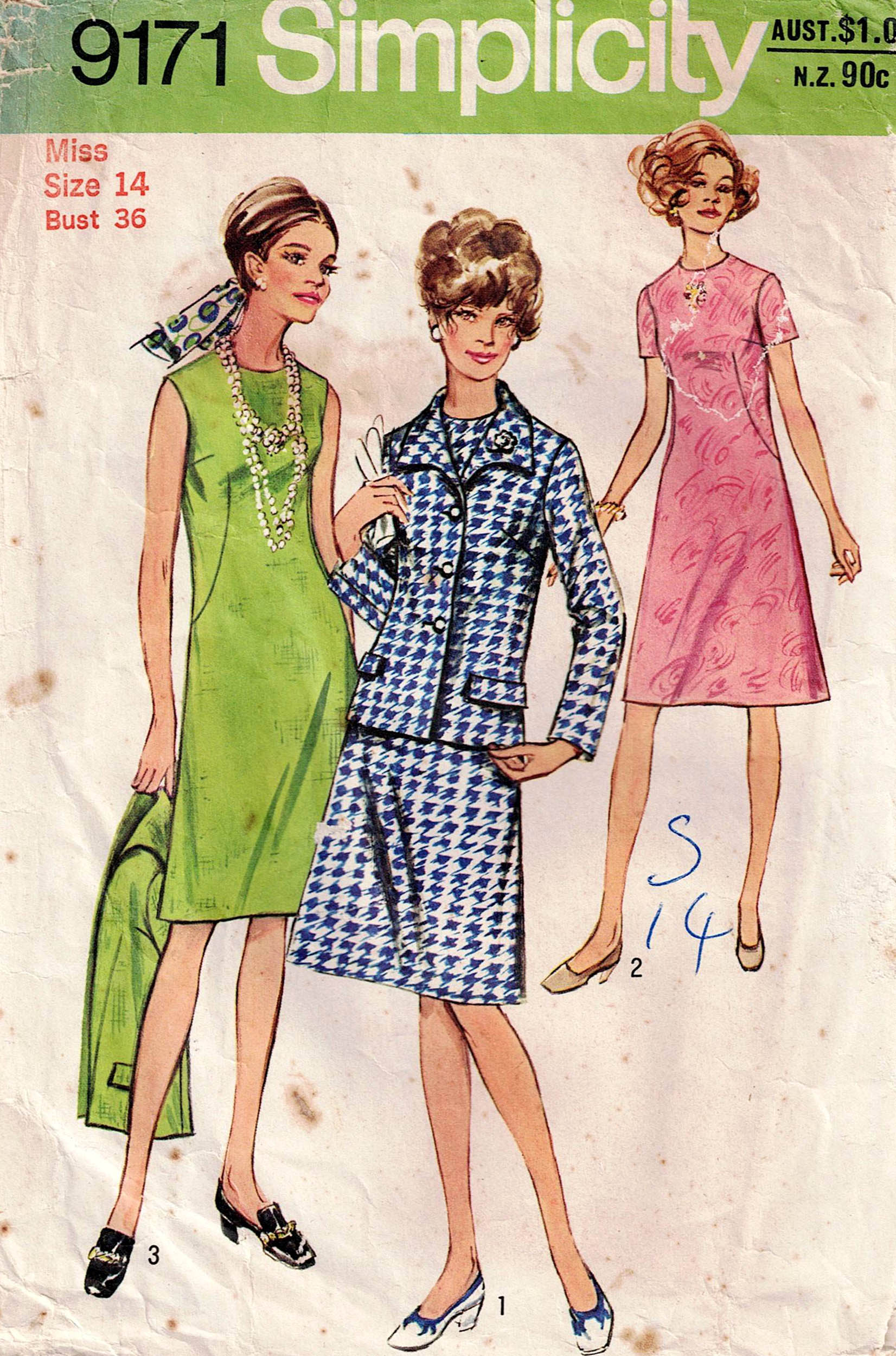 Simplicity 9171 Womens Shift Dress Jacket 1970s Vintage Sewing Patte All The Precious Things