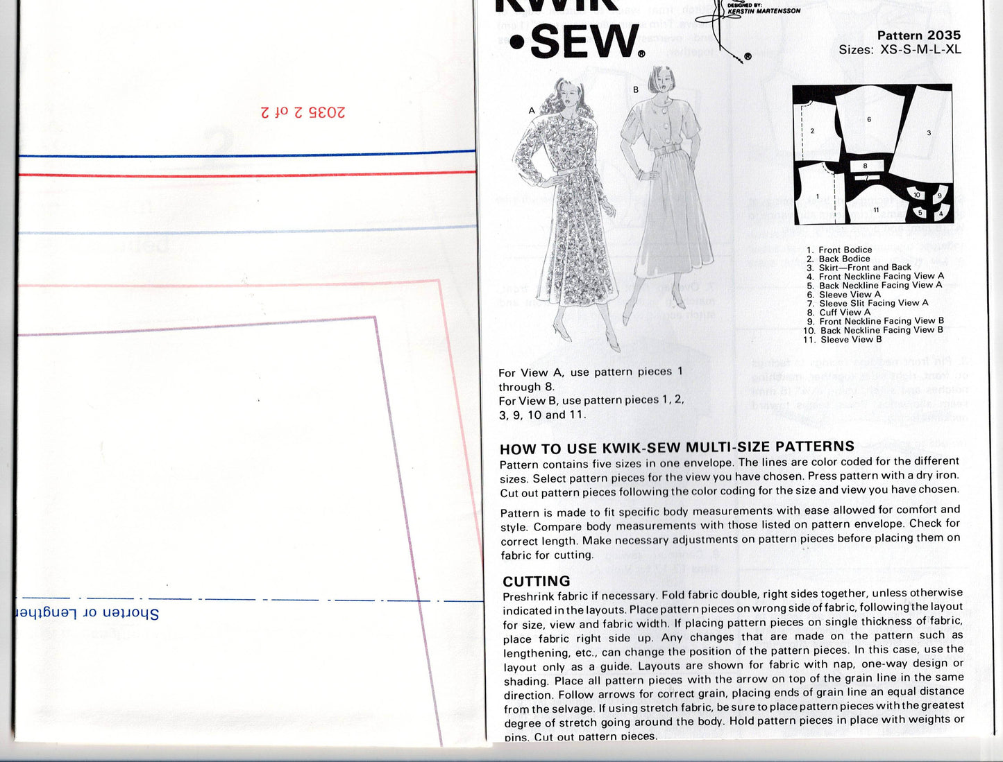 Kwik Sew 2035 Womens Full Skirt Dress with Elastic Waist & Pockets 1990s Vintage Sewing Pattern Size XS - XL UNCUT Factory Folded