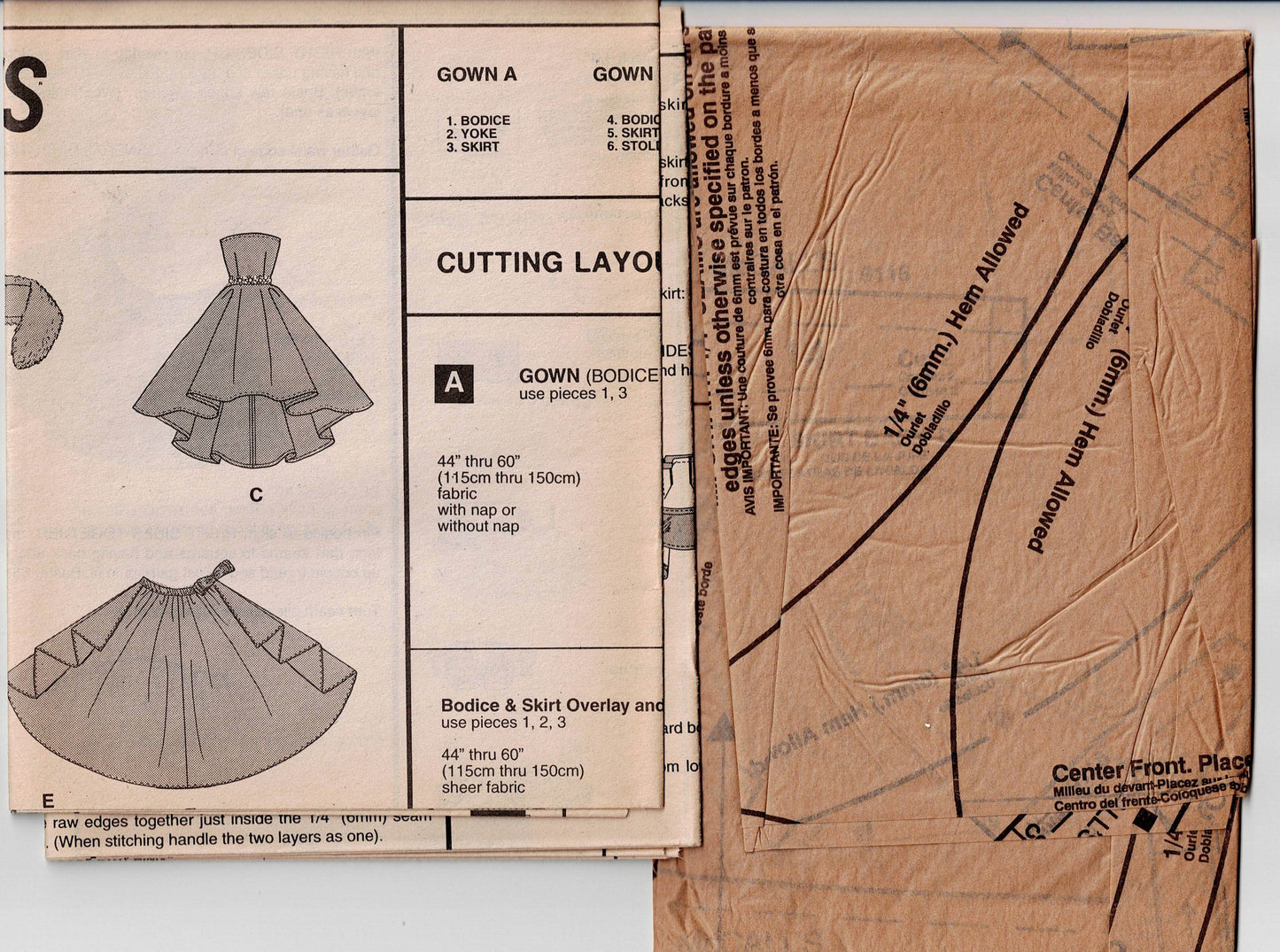 Patrón de costura vintage de los años 90 para vestido de fiesta, traje de baño y ropa de noche para muñeca Barbie 9115 de McCall, tamaño 11 1/2 pulgadas, sin cortar, doblado de fábrica