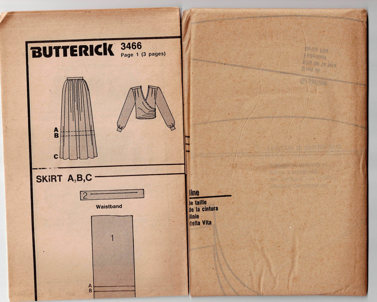 Butterick 3466 Womens Evening Wrap Top & Skirt 1980s Vintage Sewing Pattern Size 14 - 18 UNCUT Factory Folded