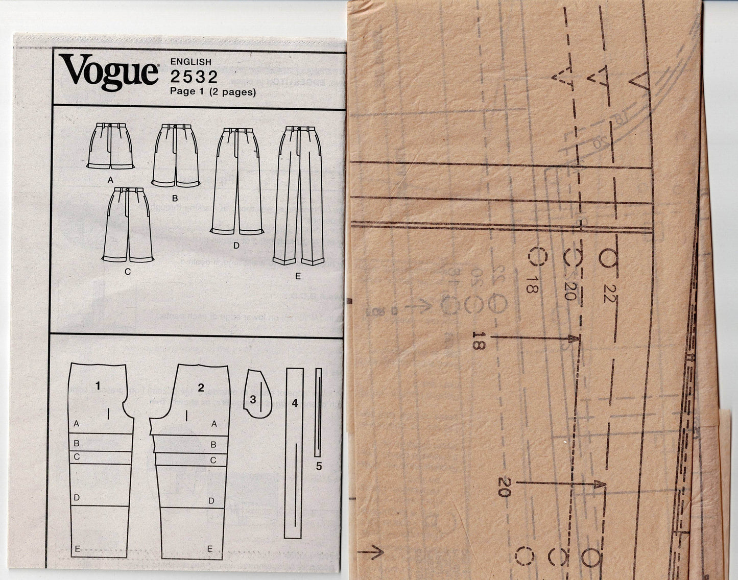 Vogue Basic Design 2532 Womens Shorts & Pants Out Of Print Sewing Pattern Size 18 - 22 UNCUT Factory Folded