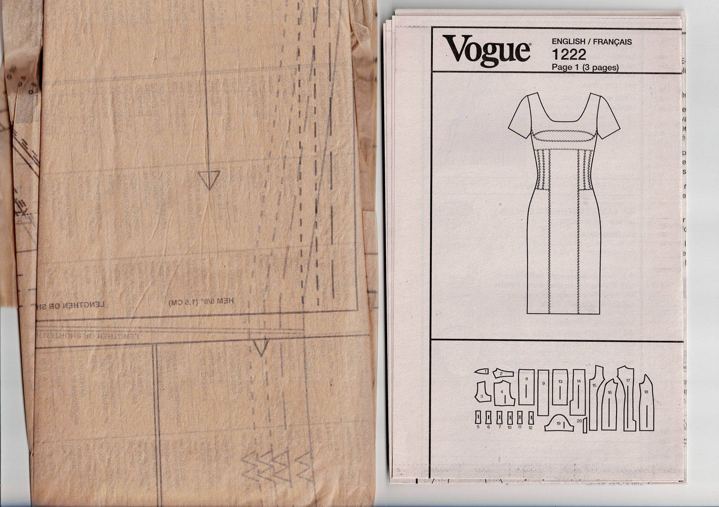 Vogue American Designer 1222 Anne Klein Womens Fitted Dress with Topstitching Detail Out Of Print Sewing Pattern Size 6 - 12 UNCUT Factory Folded