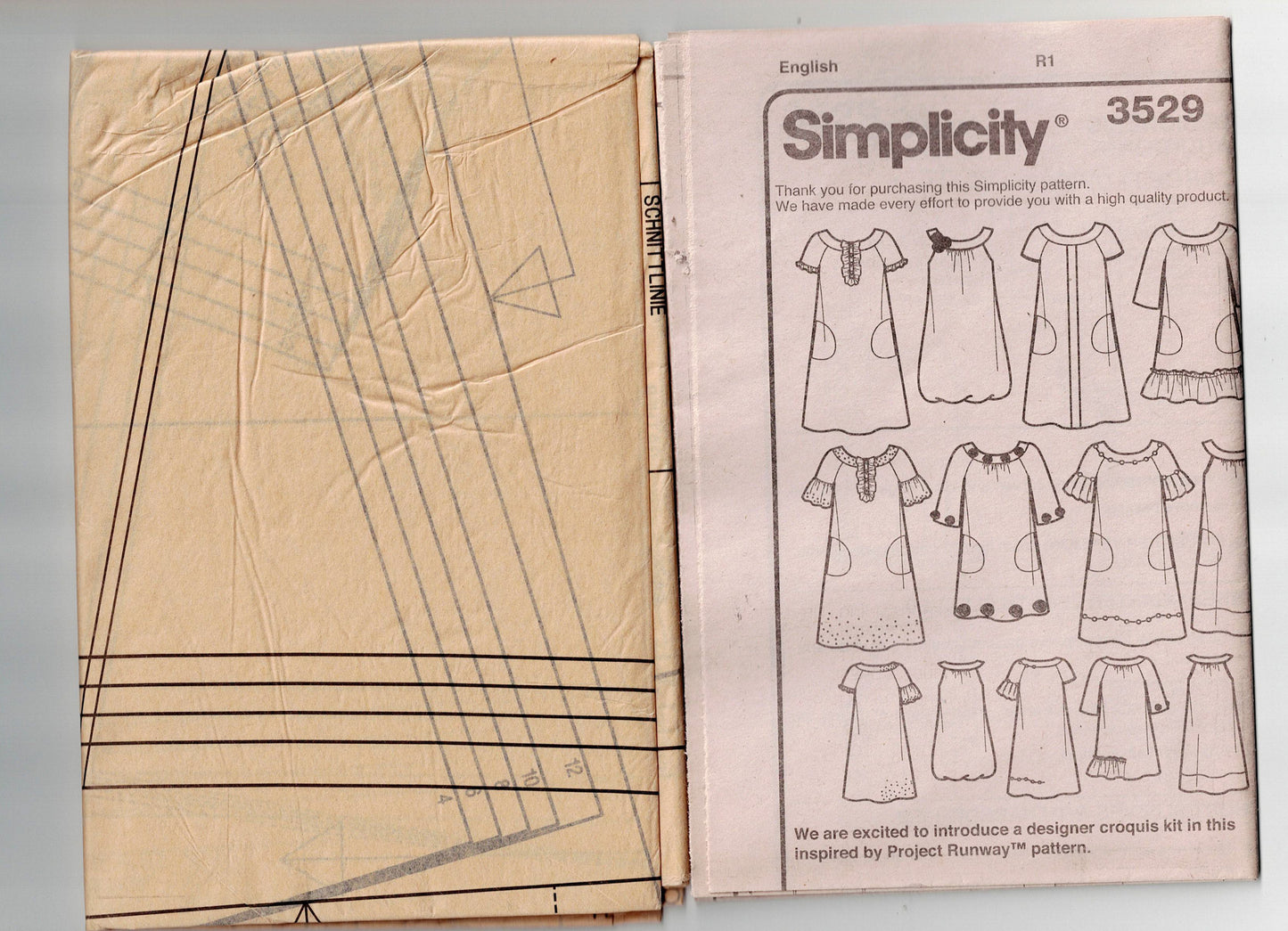 Simplicity 3529 Womens PROJECT RUNWAY Round Yoked Dresses Out Of Print Sewing Pattern Size 4 - 12 UNCUT Factory Folded