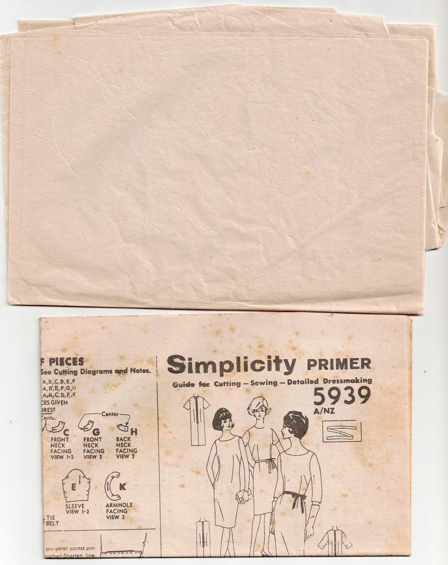 Simplicity 5939 Womens Half Size Shift Dress 1960s Vintage Sewing Pattern Size 14 1/2 Bust 35 inches UNUSED Factory Folded