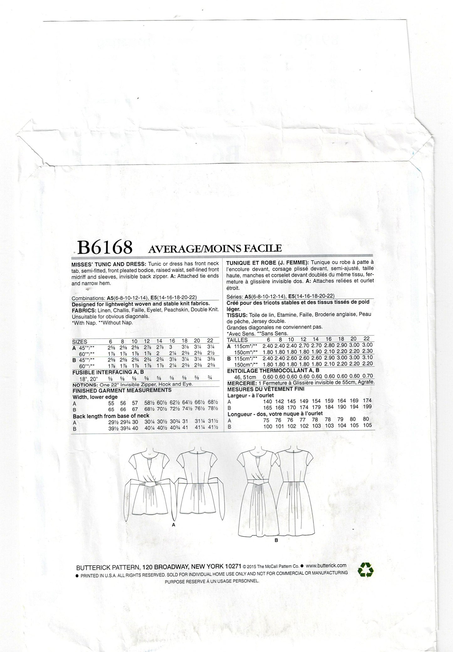 Butterick 6168 LISETTE Womens High Waisted Midriff Top & Dress Out Of Print Sewing Pattern Size 6 - 22 UNCUT Factory Folded
