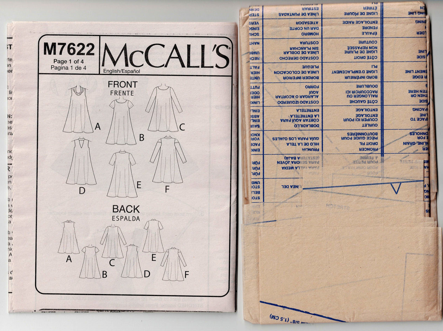 McCall's 7622 Womens EASY Stretch Pullover Tent Dresses Out Of Print Sewing Pattern Size XS - MED UNCUT Factory Folded