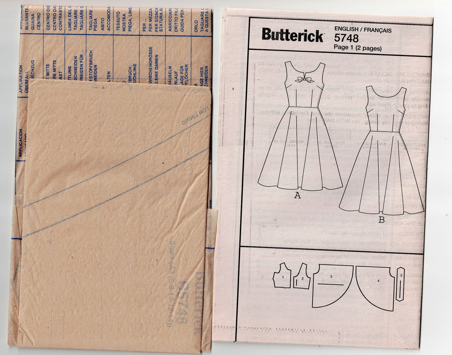 Butterick 5748 Womens Reissued 1960s Low Back Full Skirt Dress Sewing Pattern Size 6 - 14 UNCUT Factory Folded