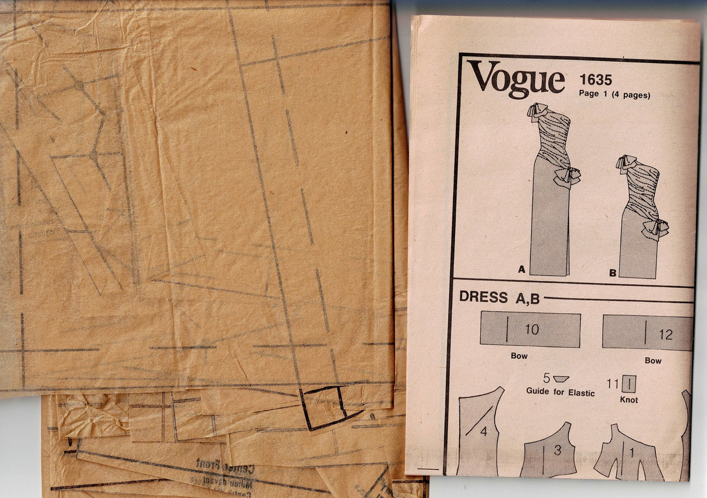 Vogue Designer Original 1635 BELLVILLE SASSOON Womens One Shoulder Side Draped Evening Dress 1980s Vintage Sewing Pattern Size 14 Bust 36 Inches