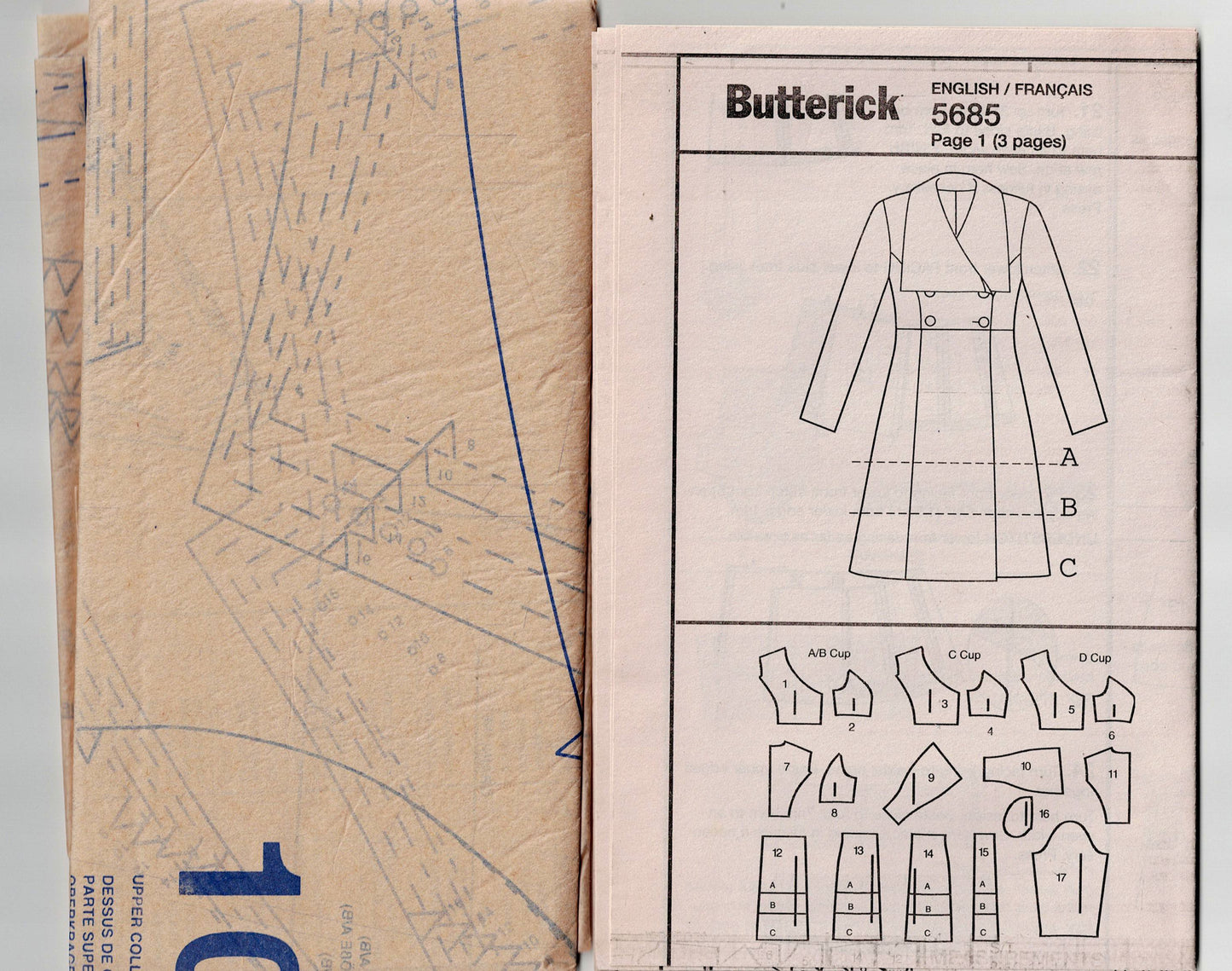 Butterick 5685 Womens Wide Collar Fit & Flared Princess Coat Out Of Print Sewing Pattern Size 8 - 16 UNCUT Factory Folded