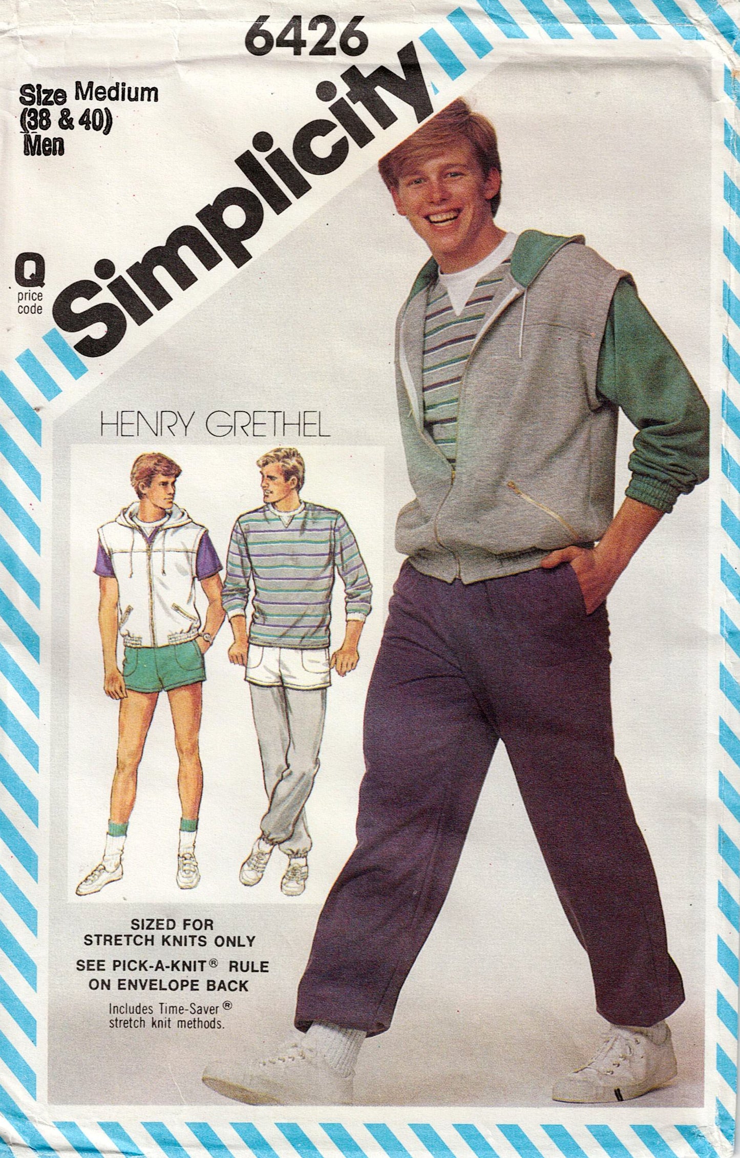 Simplicity 6426 Mens HENRY GRETHEL Stretch Tracksuit Vest & Sports Shorts 1980s Vintage Sewing Pattern Size 34 & 36 or 38 & 40 Inches UNCUT Factory Folded