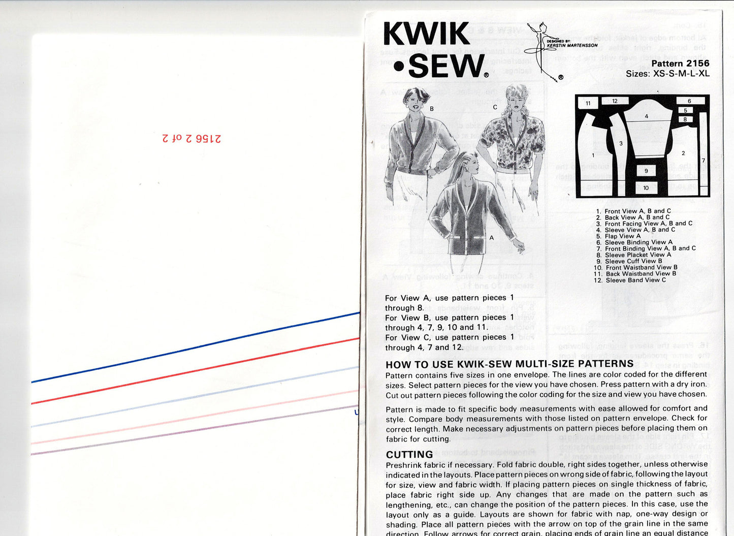 Kwik Sew 2156 Womens Stretch Shawl Collar Cardigan Jackets 1990s Vintage Sewing Pattern Size XS - XL UNCUT Factory Folded