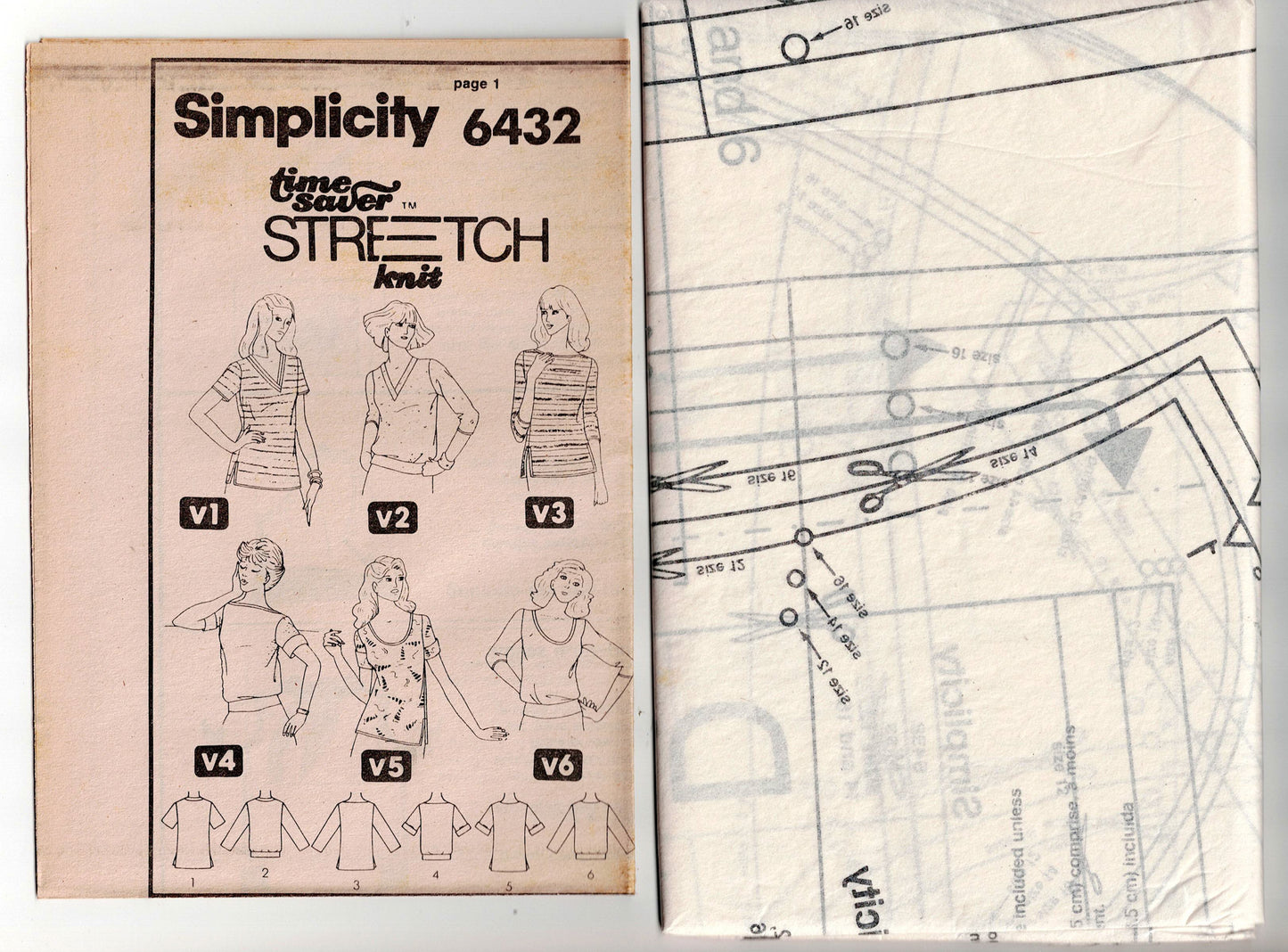 Simplicity 6432 Womens EASY Pullover Stretch Tops 1980s Vintage Sewing Pattern Size 12 - 16 UNCUT Factory Folded
