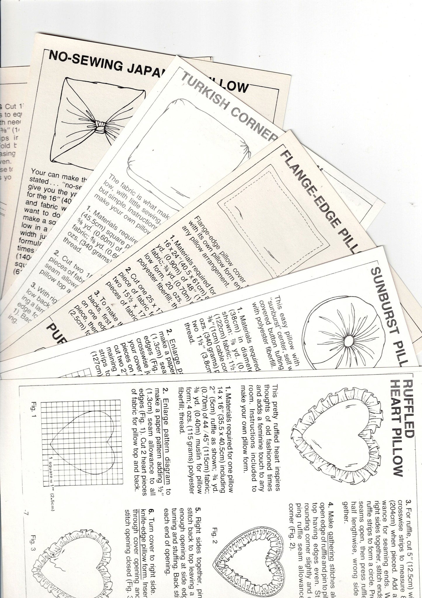 Simplicity 129 Shaped Pillows 1980s Vintage Sewing Pattern Instruction Cards