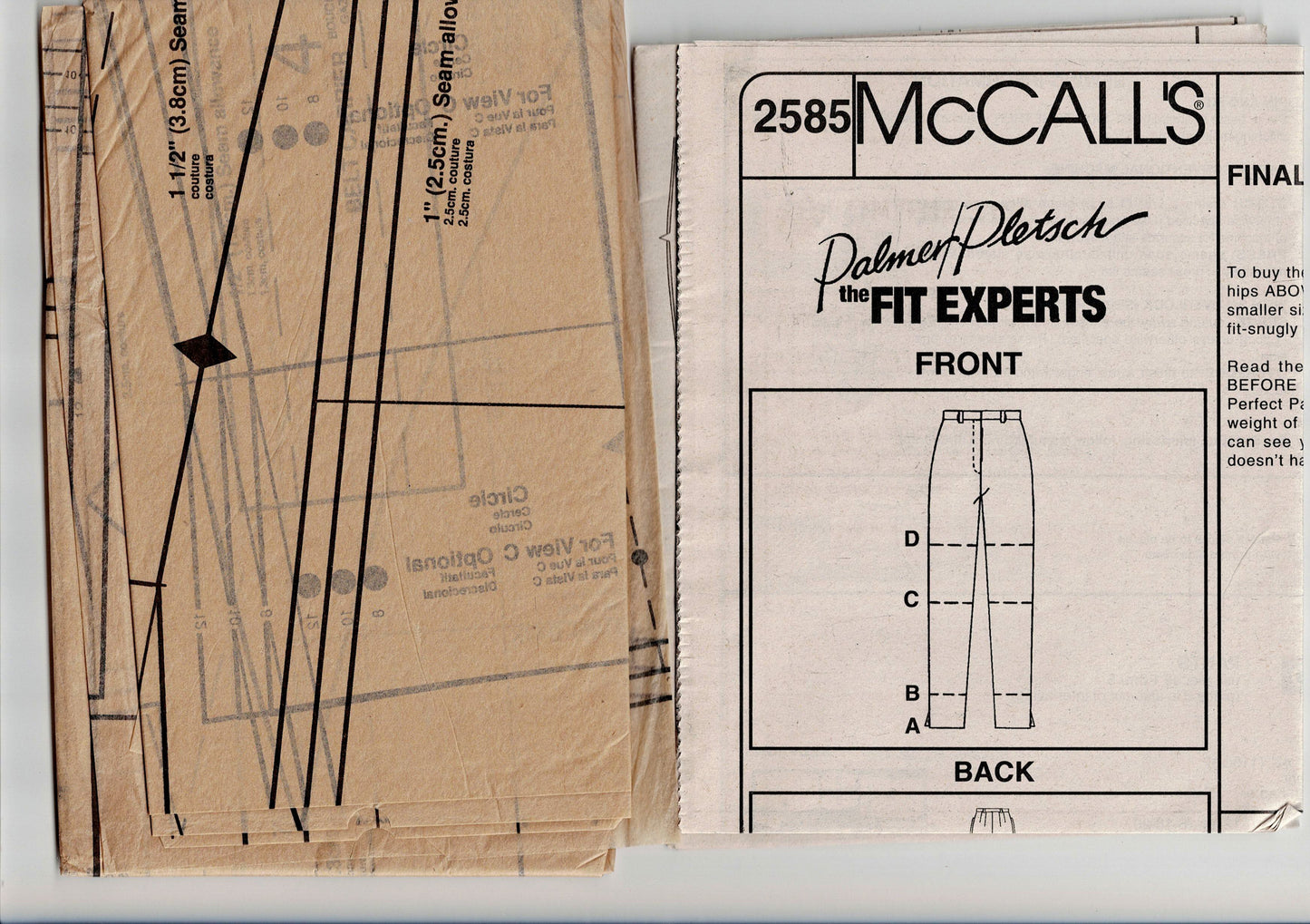 McCall's 2585 Womens Jeans Pants & Shorts in 5 Lengths Out Of Print Sewing Pattern Size 8 - 12 UNCUT Factory Folded