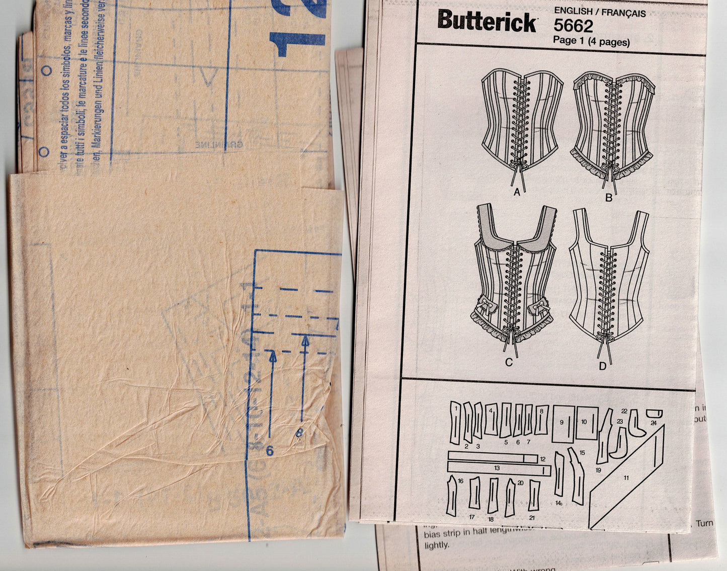 Butterick 5662 MAKING HISTORY Womens Boned Laced Front Corsets Out Of Print Sewing Pattern Sizes 6 - 14 UNCUT Factory Folded