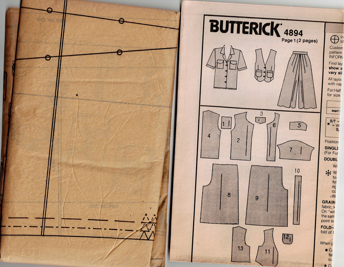 Butterick 4894 Womens Shirt Vest & Pleated Culottes 1990s Vintage Sewing Pattern Size 6 - 10 UNCUT Factory Folded