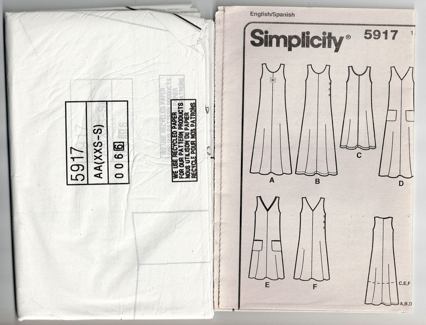 Simplicity 5917 EASY Womens Pullover Jumper Dress Out Of Print Sewing Pattern Size XXS - S UNCUT Factory Folded