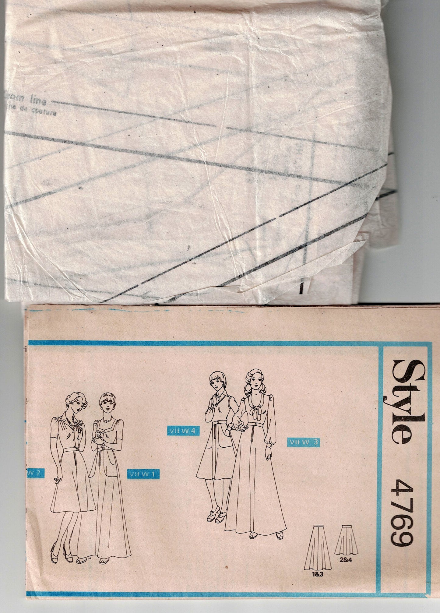 Style 4769 Womens Skirts With Shaped Patch Pockets 1970s Vintage Sewing Pattern Size 14 Waist 28 inches