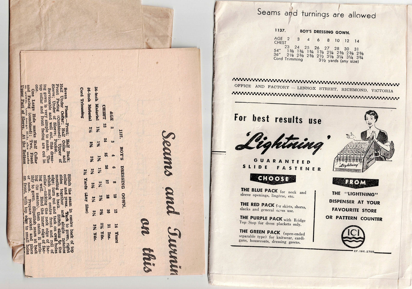Weigel's 1137 Toddler Boys Dressing Gown 1940s Vintage Sewing Pattern Size 4 Years UNUSED Factory Folded