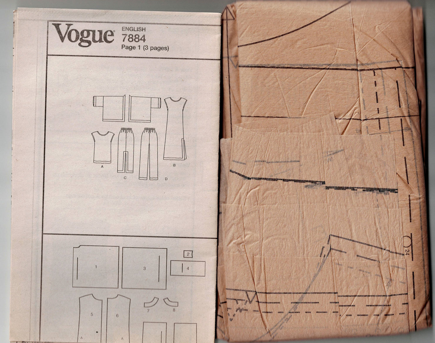 Vogue 7884 Womens 5 EASY Pieces Wardrobe Out Of Print Sewing Pattern Size 20 - 24 UNCUT Factory Folded