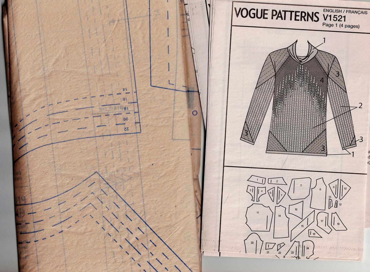 Vogue American Designer 1521 KOOS Womens Stretch Pullover Tops with Seam Detail Out Of Print Sewing Pattern Size 14 - 22 UNCUT Factory Folded